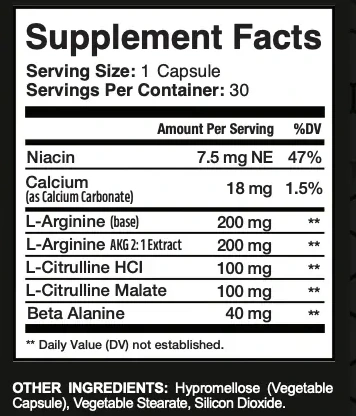 Close crop of the printed HoneyPezil Supplement Facts panel (Label A) showing the beta alanine line